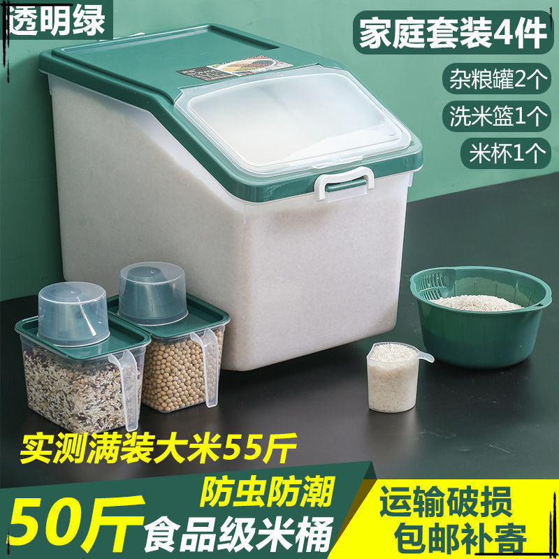 25Kg Multifunctional Rice Tank Household Rice Bucket Rice Storage Tank Rice Box Kitchen Flour Box 10kg Insect-proof and moisture-proof storage bucket