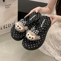New korean style summer polka dot hot-selling women's outdoor comfortable non-slip soft sole beach thick sole flip-flops
