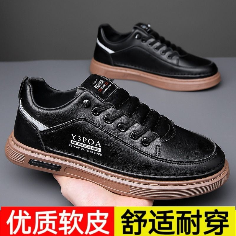 Special offer men's hand-stitched leather shoes men's shoes heightening soft bottom white shoes thick solecasual shoes wholesale dropshipping