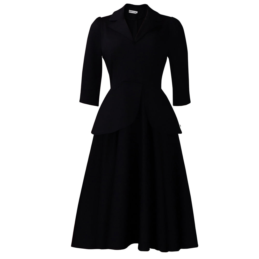 D3351 european and american style women's autumn fashion three-quarter sleeve blazer collar solid color large skirt plus size african dress