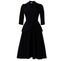 D3351 european and american style women's autumn fashion three-quarter sleeve blazer collar solid color large skirt plus size african dress