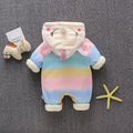 Winter infant cartoon fleece-lined thickened outdoor cotton-padded jumpsuit for baby boys and girls - trendy, warm, and extra thick