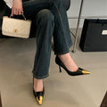 2026 spring european and american fashion stiletto pointed-toe pumps with microfiber lining, metal embellishments, and breathable summer ultra-high heels for women