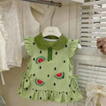 Summer outfit: adorable baby girl's set with peter pan collar and fun watermelon print - unique and stylish design