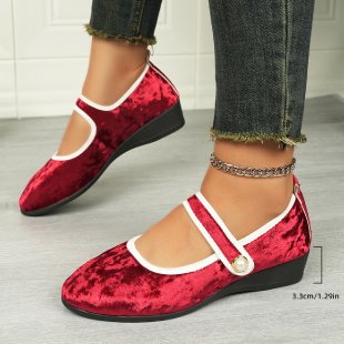 Plus size women's flats for export - new spring/autumn  collection: flat, satin, wedge heel, slip-on, low-cut casual shoes with velcro closure