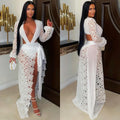 C7707 cross-border   fashion women's sexy mesh lace deep v slit dress