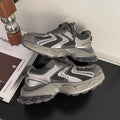 Chunky platform monster dad shoes - women's trendy ins style, spring 2026 new arrival, versatile retro silver-gray athletic casual sneakers