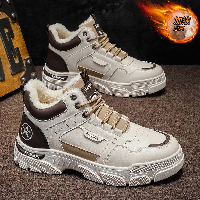 Boots men's 2025new arrivalwinterworkwear shoes men's shoes fleece-linedthickened cotton boots snow boots men's cotton shoes