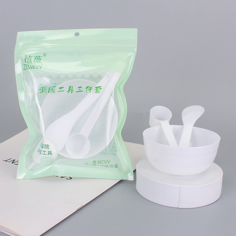 Zhiwei beauty salon mask mixing kit - 3-piece set: mask bowl, mixing spatula, measuring spoon, and plastic bowl