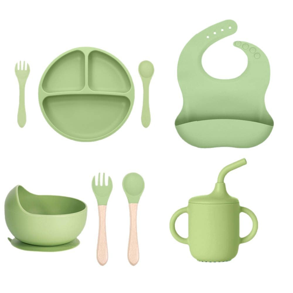 Cross-border children's silicone plate set Baby complementary food grid plate Love plate Maternal and infant feeding tableware set