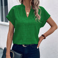 European and american cross-border women's fashion:  summer new arrivals - minimalist chic v-neck short-sleeve linen blouse/shirt for women