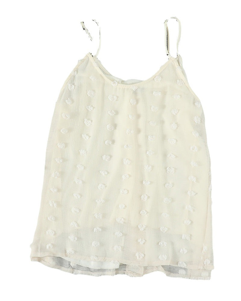 Spot  2022 European and American women's clothing  white chiffon jacquard sexy suspender