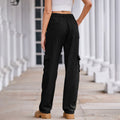 spring european and american cross-border e-commerce women's fashion  new washed semi-elastic waist denim cargo pants