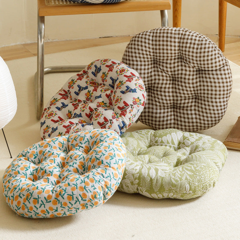 Bedroom cotton linen futon tatami lazy cushion floor round breathable lazy chair mat summer thickened