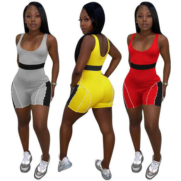 YD8598-A1 special products are non-refundable and non-exchangeable, European and American women's clothing, fashionable and casual splicing suspender jumpsuit.