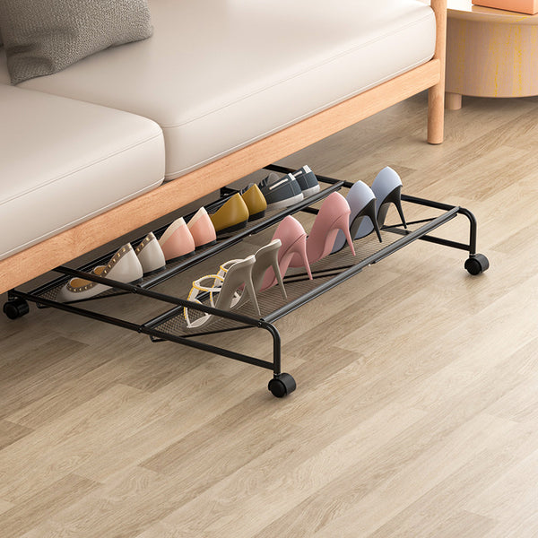 Manufacturer custom wholesale bed bottom rack iron mesh pulley shoe finishing multi-functional wrought iron storage under the bed storage