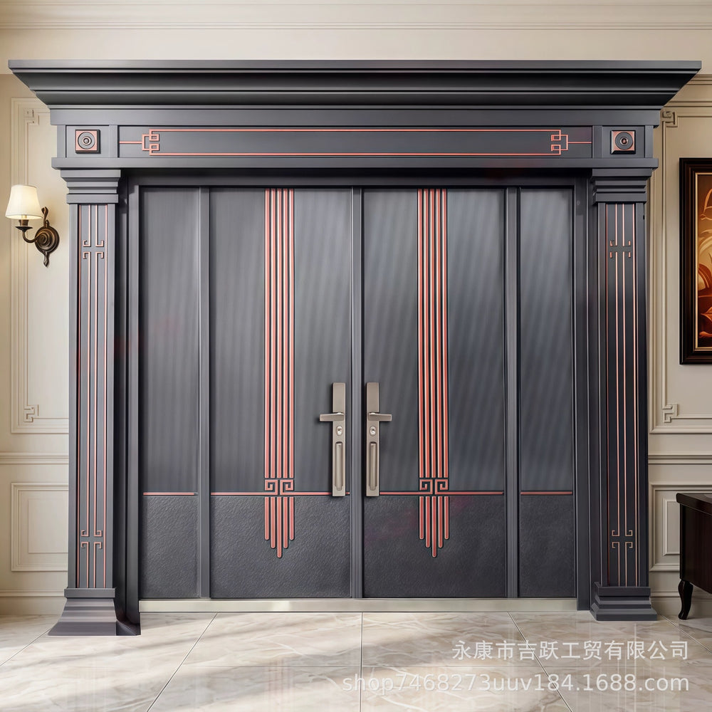Zinc alloy villa door double door courtyard door entrance double door rural self-built house security door for home entrance door