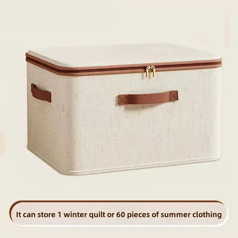 Cross-border new Tianshan cotton and linen storage box household bedroom zipper storage box clothes with lid storage box clothes