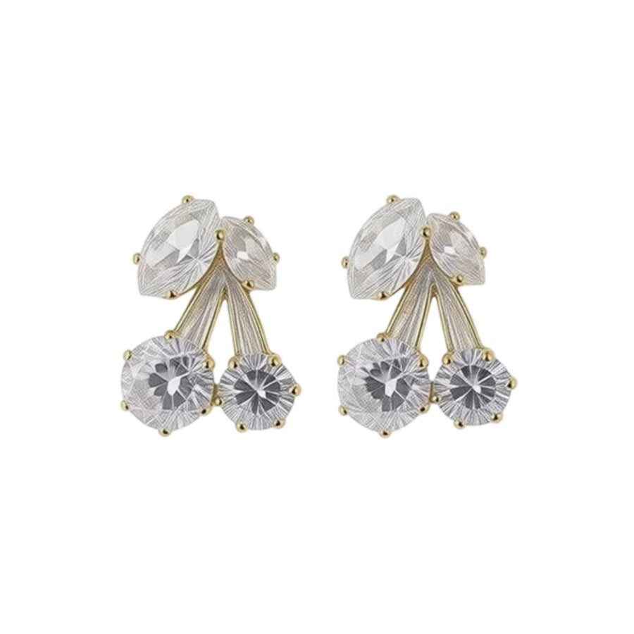 Zircon cherry pendant stud earrings - 2025 new arrival, unique minimalist fashion earrings, light luxury high-end earrings for women, wholesale