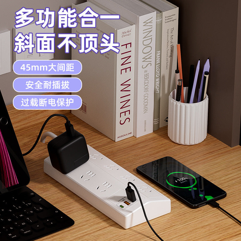 Multi-functional 10-outlet power strip with long cord, dorm room multi-port power strip, home power strip with usb ports and pd converter
