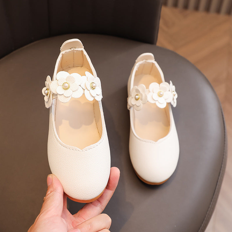Girls' black leather shoes, children's performance shoes, white student single shoes, etiquette flower girl shoes, school shoes, tendon soft sole