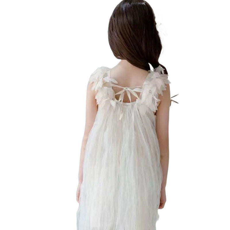 Korean style girls' summer dress - trendy backless sleeveless 7-year-old fairy dress - princess party dress for mid-to-large children - tulle tutu skirt