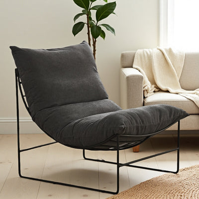 Factory direct living room iron sofa chair bedroom fabric lazy sofa balcony single casual chair popular lounge chair