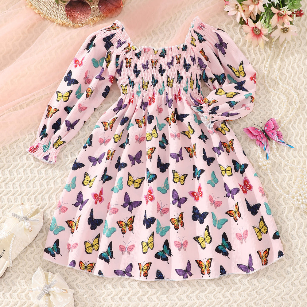 fall/winter new collection: girls' long-sleeve cable knit printed sweet princess dress