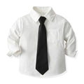 Kids' white shirt, boys' long sleeve, kindergarten uniform, classic white shirt for boys and girls, performance outfit, white shirt