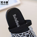 European and american niche fishnet knit cutout closed-toe mules -  summer new girls' flat outdoor sandals