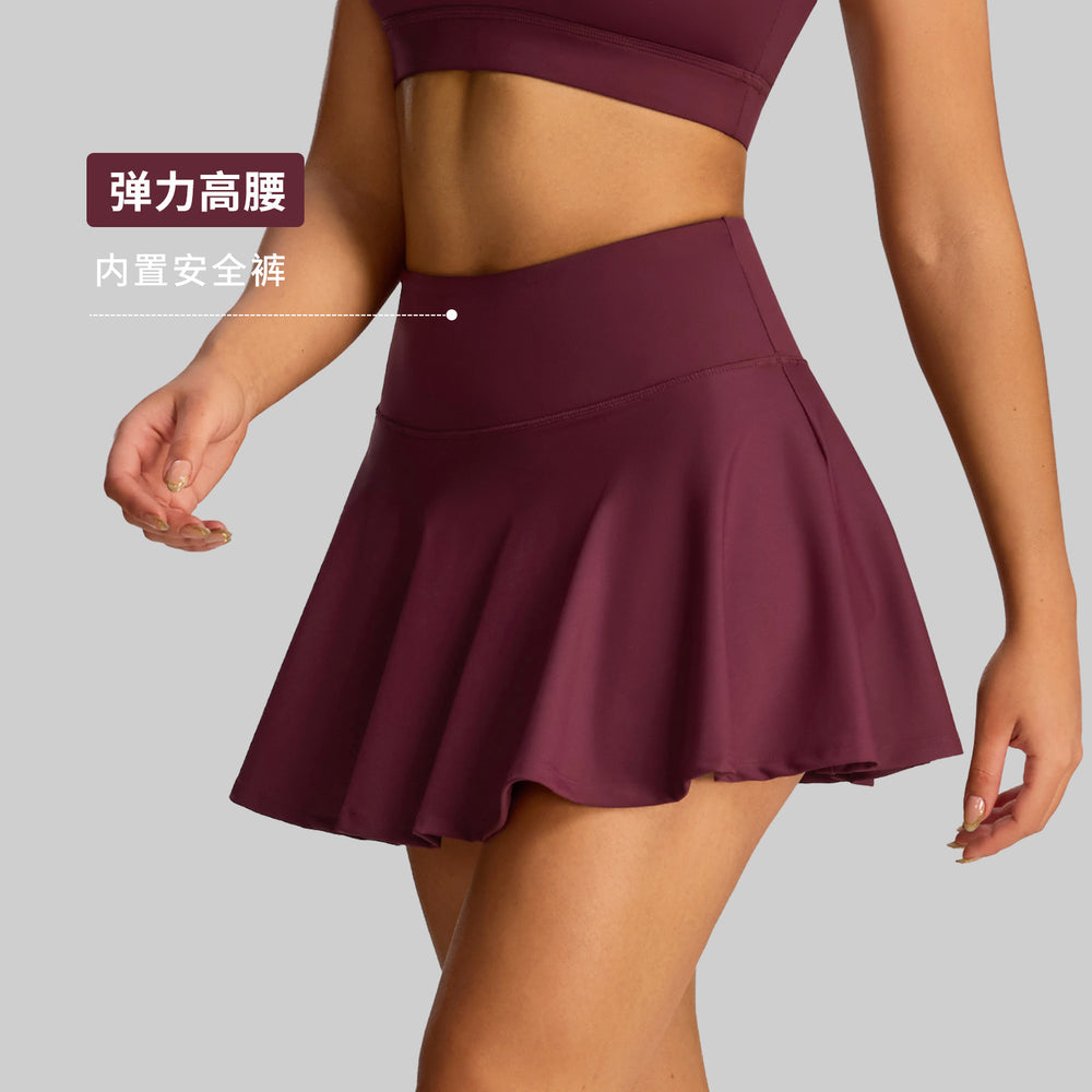 European and american new style sports tennis skirt custom high waist pocket faux two-piece yoga skort women's source factory customization