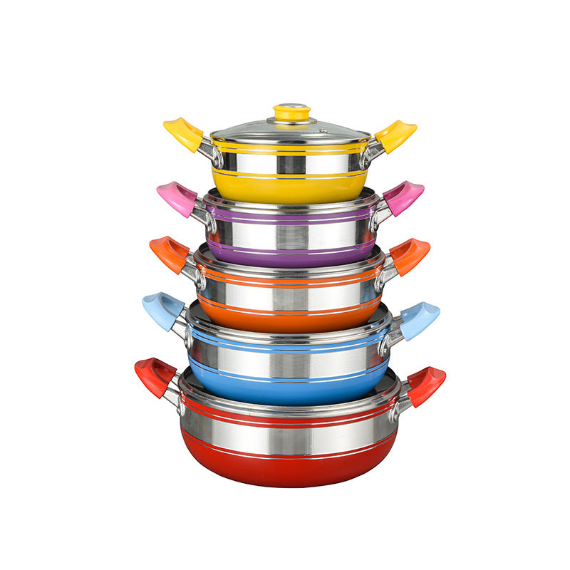 thickened double-ear soup pot 18-26cm non-stick household kitchen pot set gift aluminum pot pot