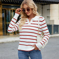 European and american cross-border e-commerce women's spring  new arrivals:  casual striped long-sleeve knit sweater top