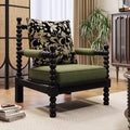 Solid wood fabric chair medieval style living room chair sofa bedroom american pearl chair single retro pearl chair french style