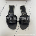 Za2026 summer new women's shoes square toe criss-cross flat sandals simple versatile slides women's outdoor slippers