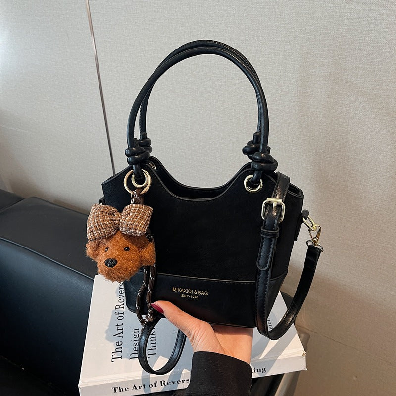 2025 new korean style handheld bucket bag women's bag retro popular chic elegant single shoulder crossbody bag