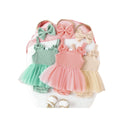 new european and american style sleeveless ribbed solid color gauze dress triangle romper + bow headband for baby girls