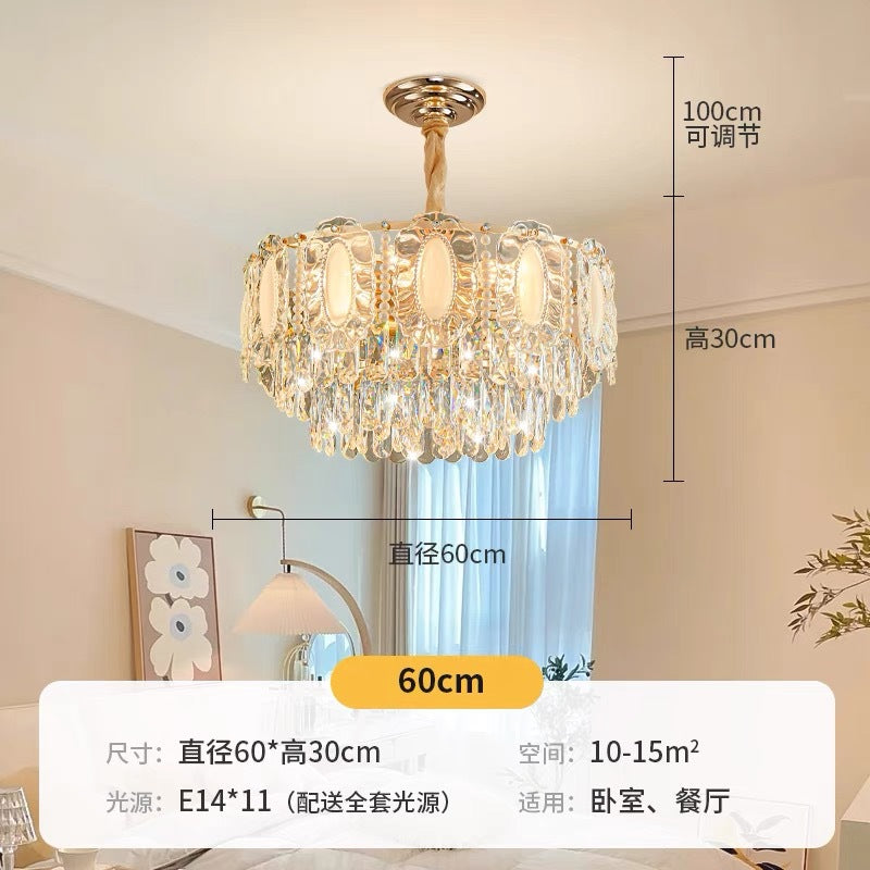 French Cream Wind Light Luxury Crystal Chandelier Living Room Main Light Bedroom Light 2025 New Simple Dining Room Lighting