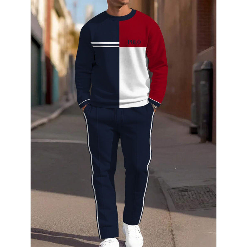 cross-border e-commerce 3d digital print men's autumn/winter new casual fitted long-sleeve hoodie and pants set