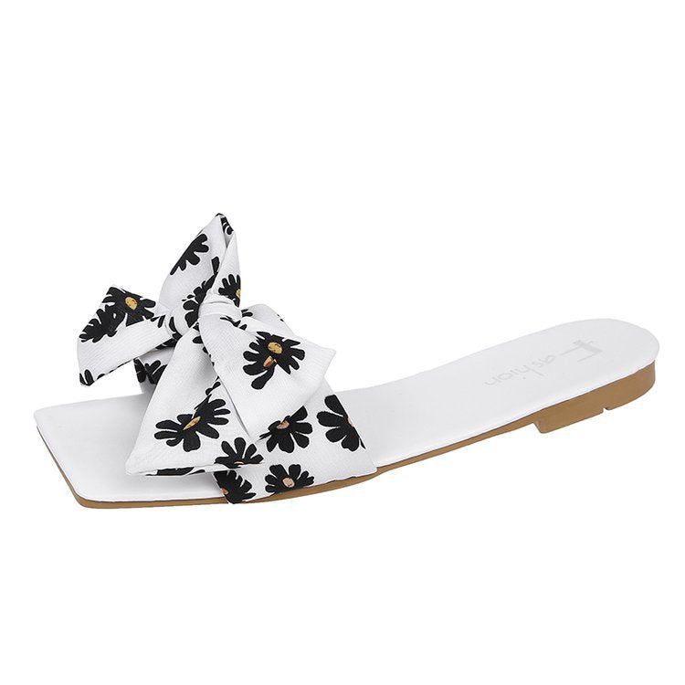 2020 summer new  casual cool slippers bow cute outer wear one-word shoes women's shoes