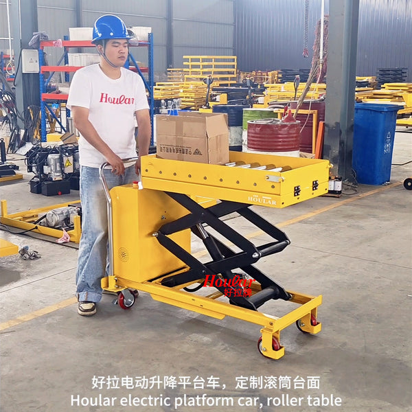 HOULAR Roller Lift Platform Car Semi-electric Roller Lift Trolley Hydraulic Lift Customizable