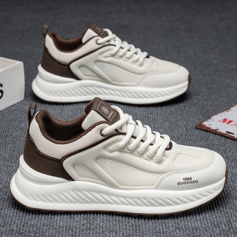 2025 men's new spring breathable hollow-out mesh casual shoes - versatile, height-increasing, running & athletic trendy sneakers for teens