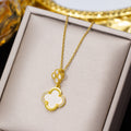Tz-8304 gold white shell four-leaf clover necklace