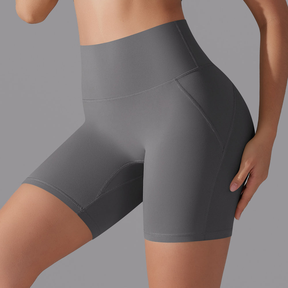 New arrival nude tight sports shorts, no need to wear underwear, high waist, hip lifting yoga shorts, running fitness three-quarter shorts
