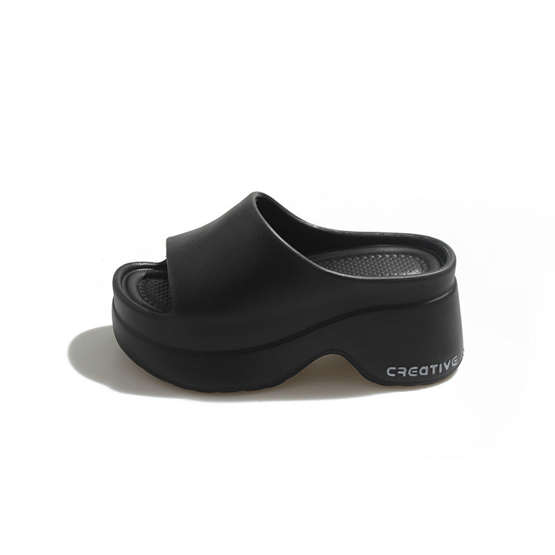 Dwarf le thick sole 8cm heightening sandals women's summerfashioneasiest for matchseaside ins style sandals for women outwear