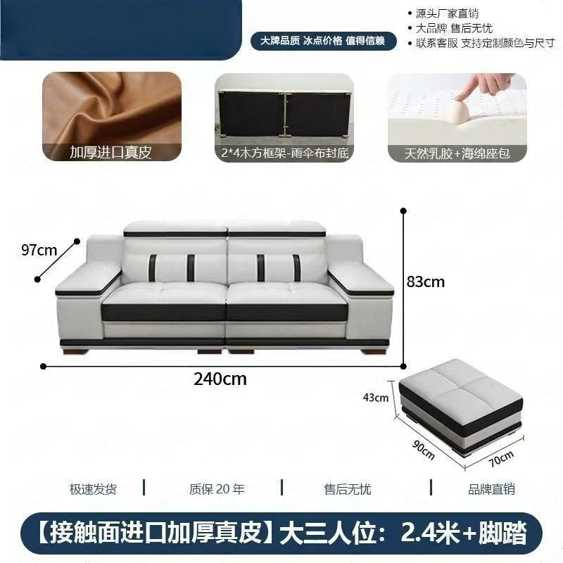 Massage genuine leather sofa italian minimalist living room smart multifunctional sofa 2025 new corner leather sofa
