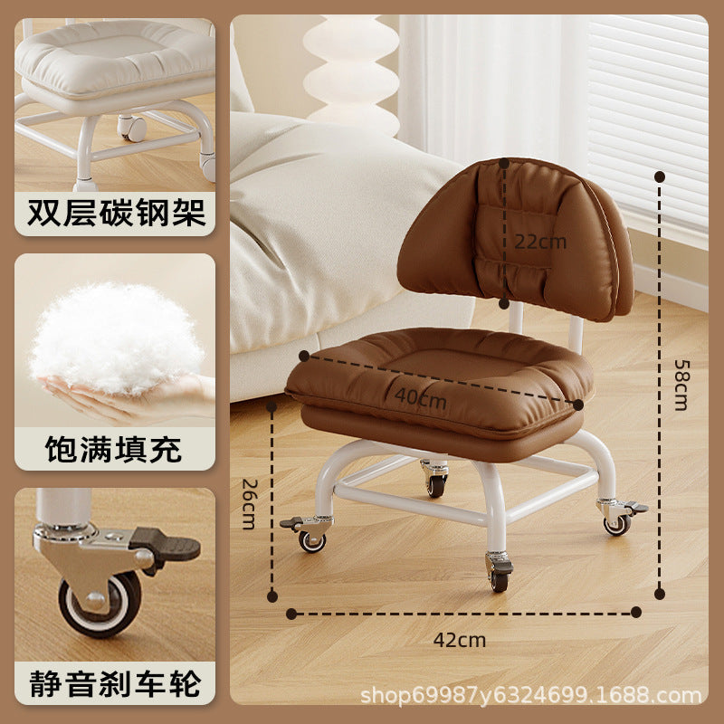 Raised universal wheel, small stool, silent backrest chair, pulley, low stool with baby bench, beautiful seam stool, shoe change household