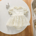 cross-border exclusive: baby rompers - lace-up mesh bodysuits with lace trim, summer triangle onesies