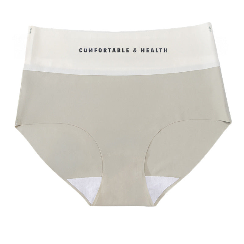 European and american cross-border exclusive: women's seamless high-waisted thong panties - color block design, ice silk nylon, high-stretch comfort