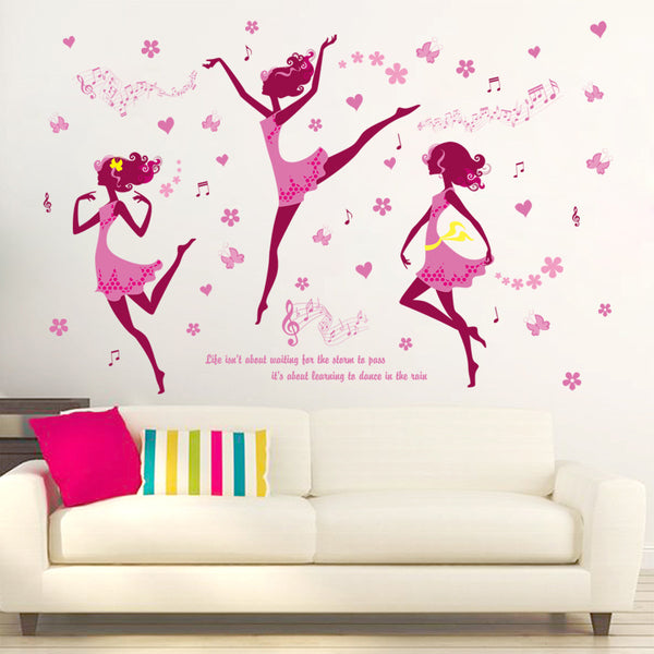 Wall sticker, self-adhesive girl elegant dance girl bedroom living room corridor background wall sticker plane XL8256
